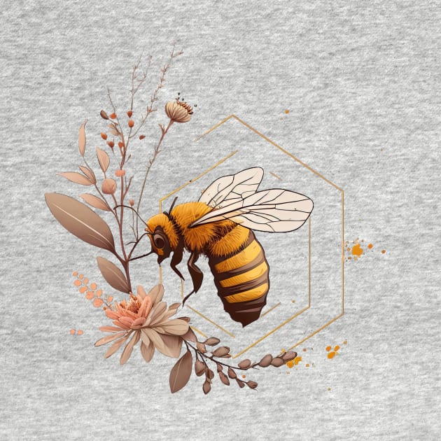 Honey Bee Gold with Peach Blossoms by Tannaidhe's Designs